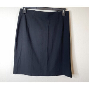 Eric Signature Womens Straight Career Skirt Size 14 Black w/Side Gold Zipper